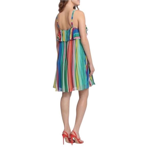 NWOT Donna Morgan Stripe Ruffle Mini Dress - Sz 8 - Picture 3 of 9